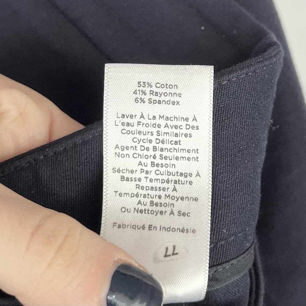 TALBOTS Size 16 Flat Front Side Zip Chatham Pants Stretch Cotton Blend Navy Blue - Picture 8 of 9